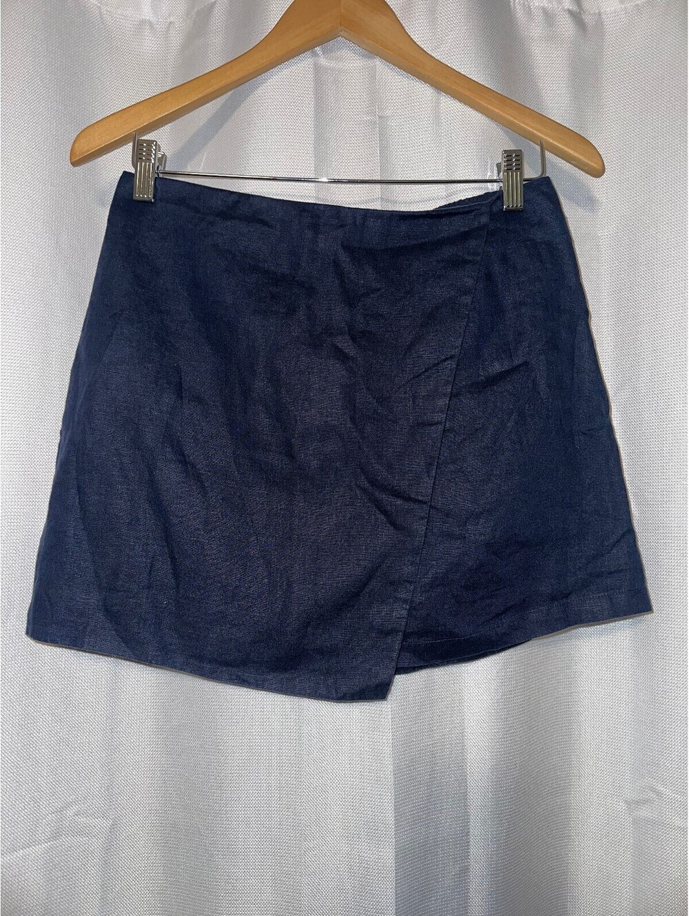 Quince European Preppy Minimalist Linen Skort S Deep Navy